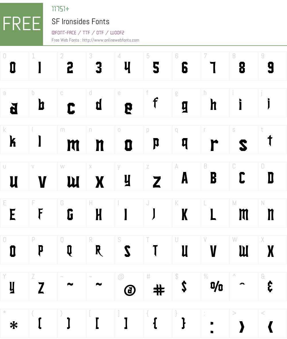 SF Ironsides Font Screenshots