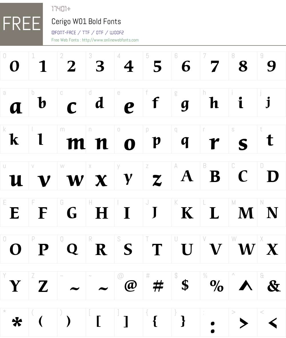 CerigoW01-Bold Font Screenshots