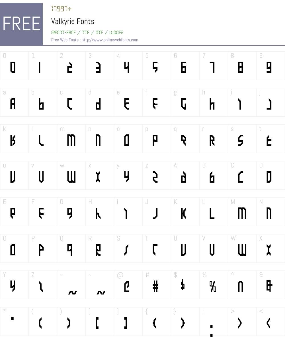 Valkyrie Font Screenshots