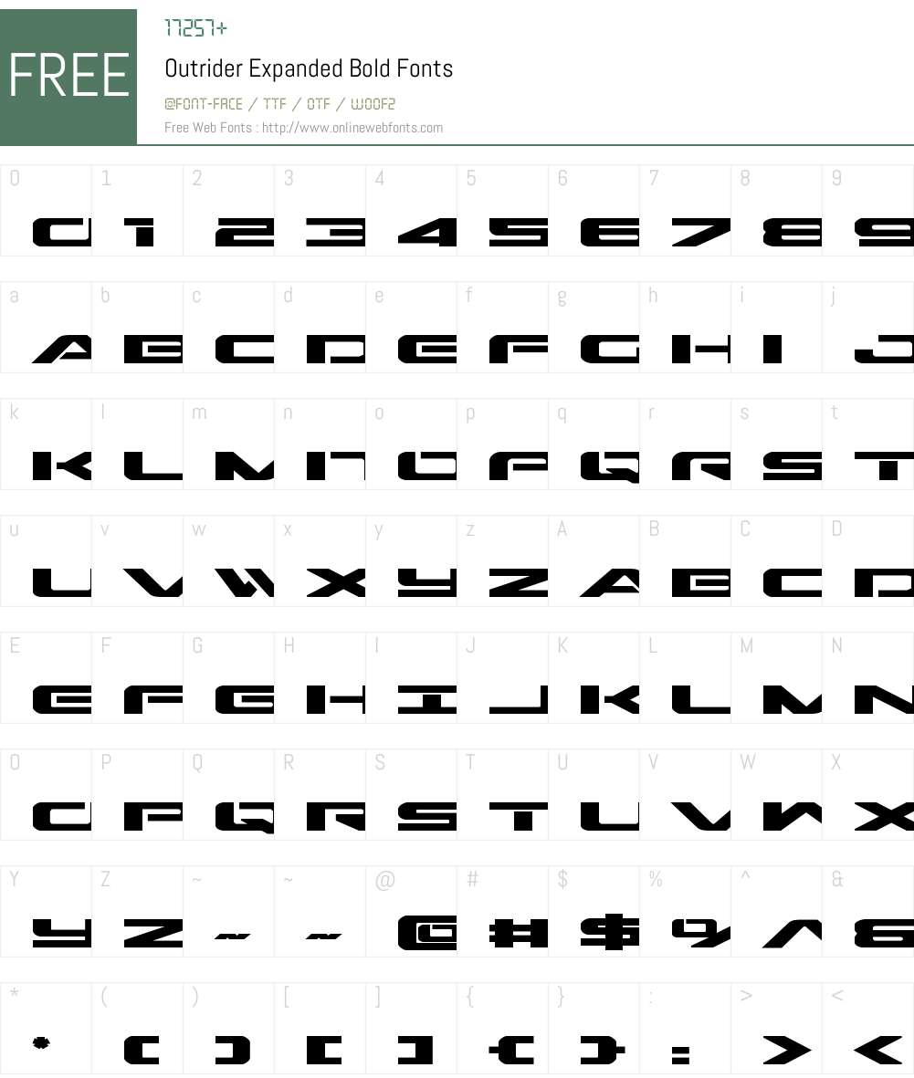 Outrider Expanded Bold Font Screenshots