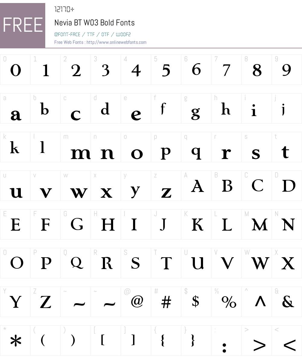 Nevia BT Font Screenshots