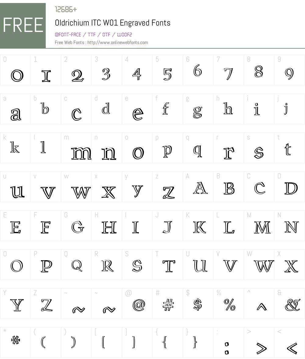 OldrichiumITCW01-Engraved Font Screenshots
