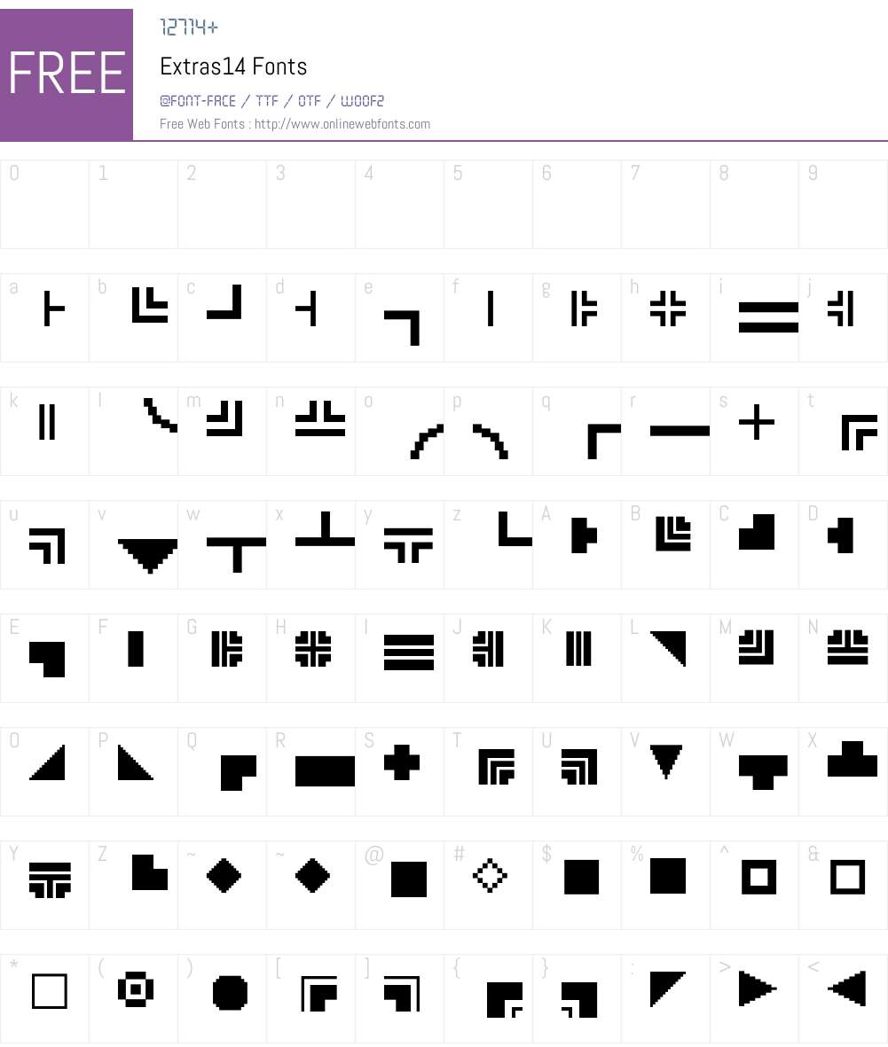 Extras14 Font Screenshots