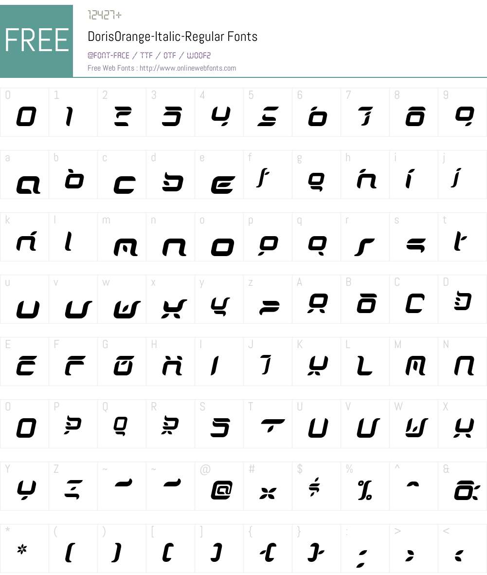 DorisOrange-Italic Font Screenshots