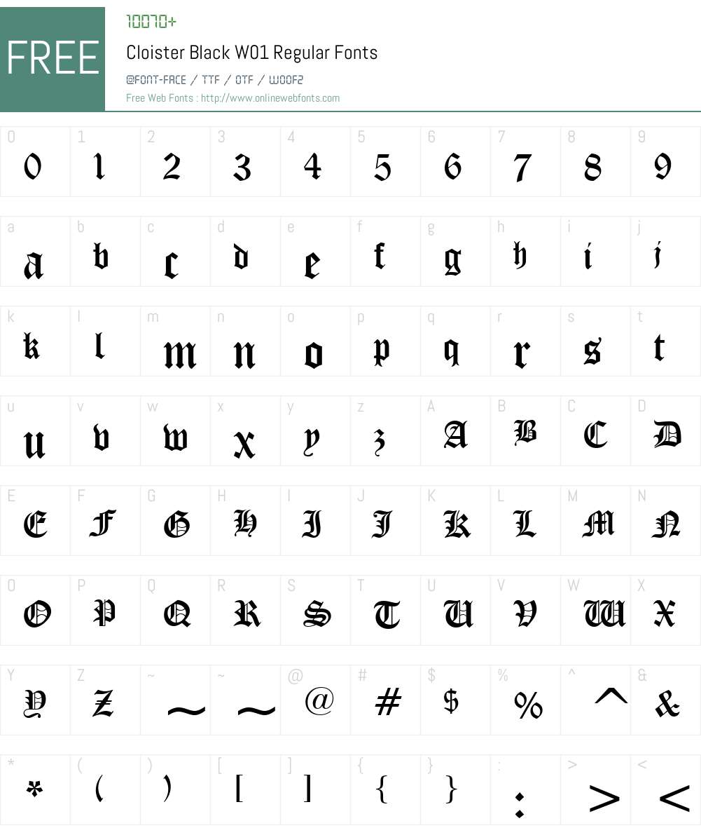 CloisterBlackW01-Regular Font Screenshots