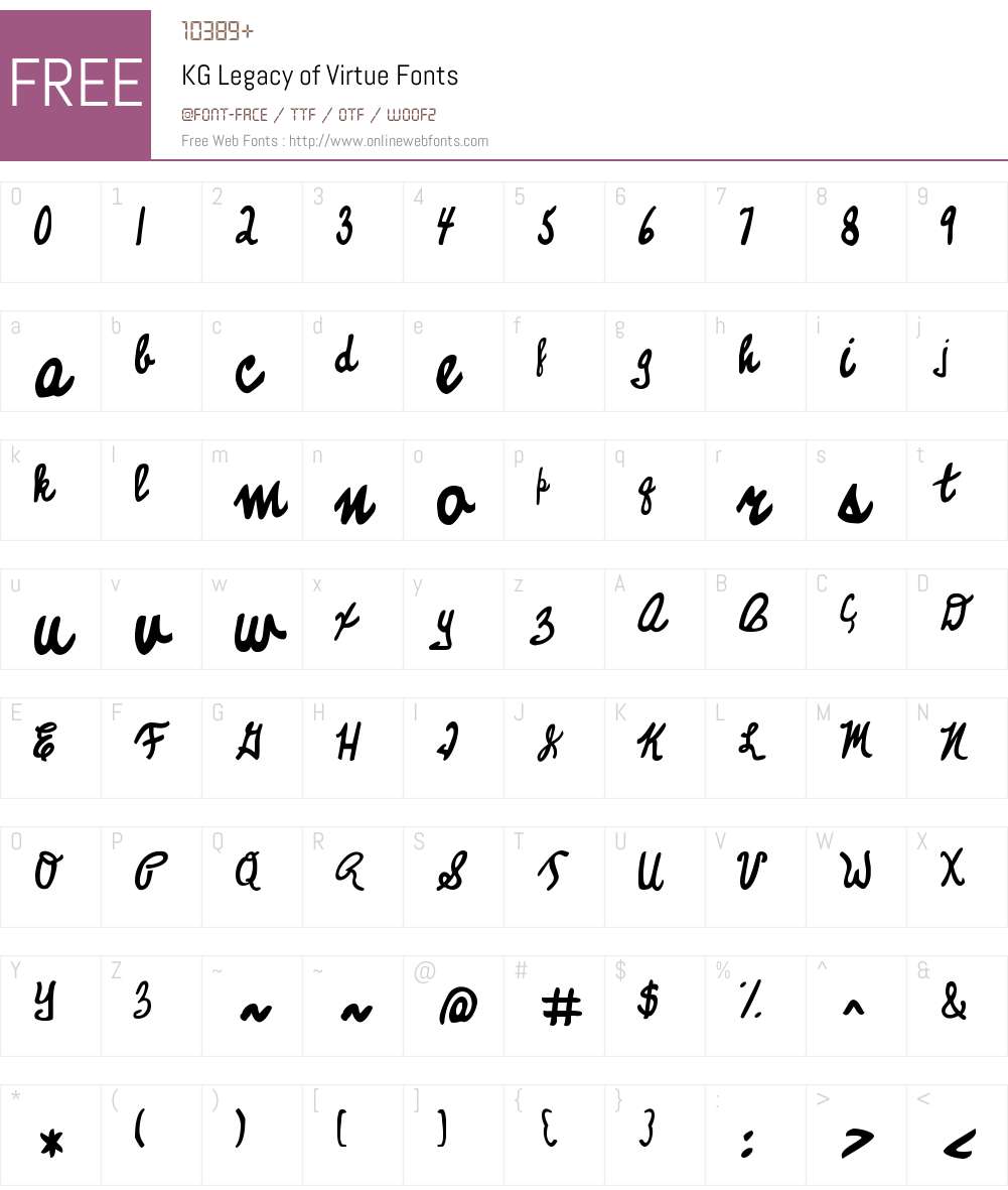 KG Legacy of Virtue Font Screenshots