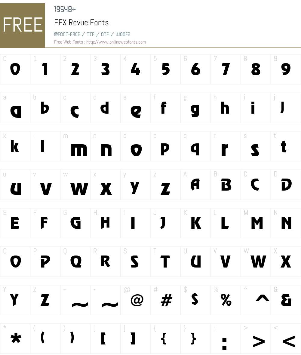 FFX Revue Font Screenshots