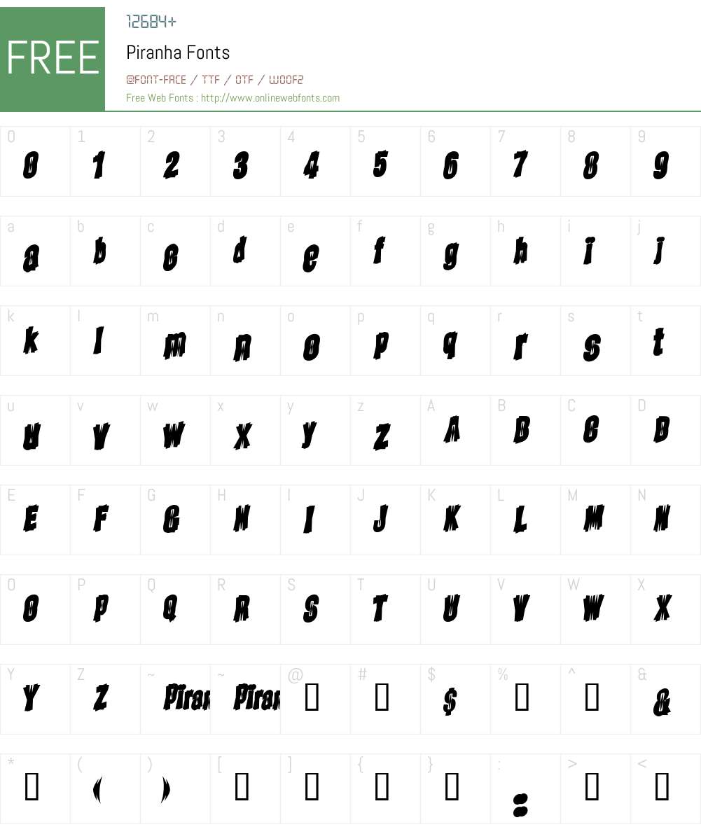 Piranha Font Screenshots