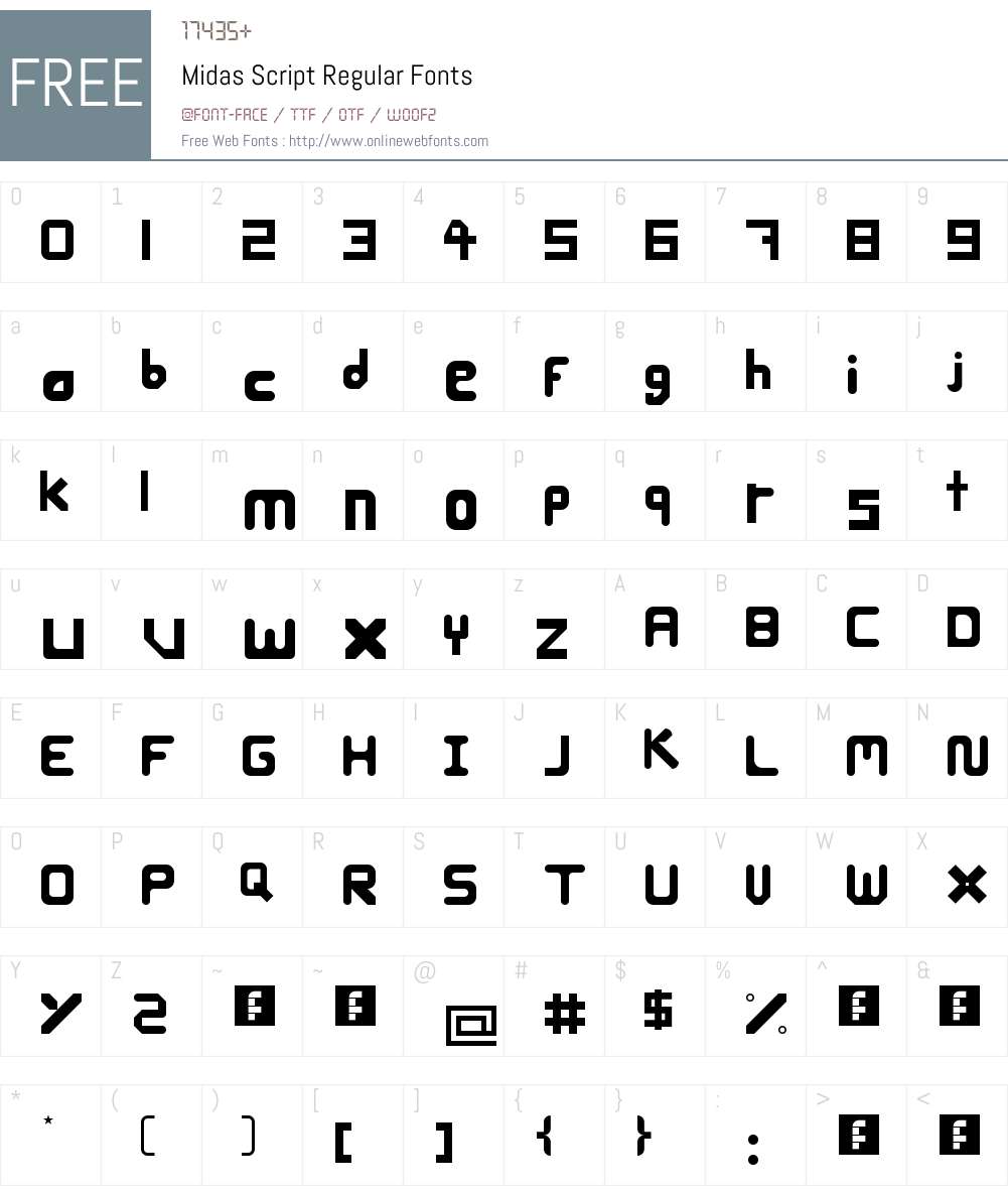 Midas Script Font Screenshots