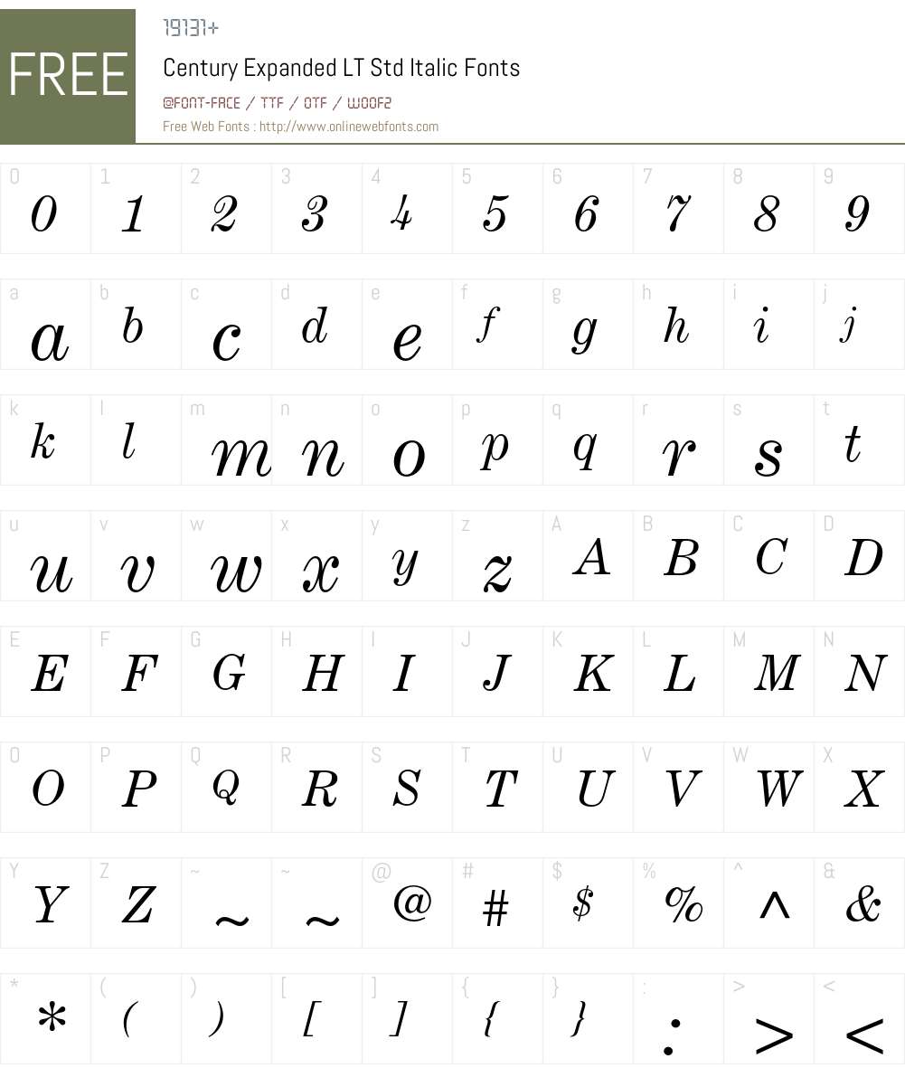 Century Expanded LT Std Font Screenshots