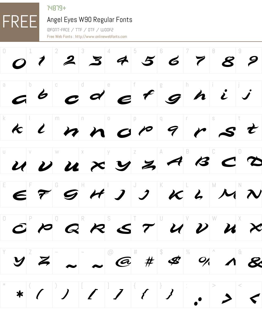 AngelEyesW90-Regular Font Screenshots