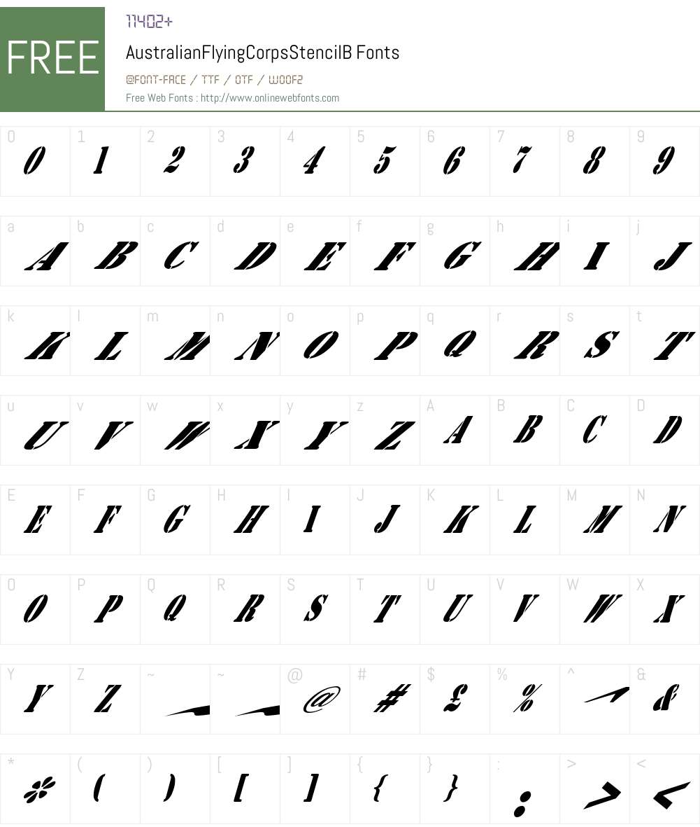 AustralianFlyingCorpsStencilB Font Screenshots