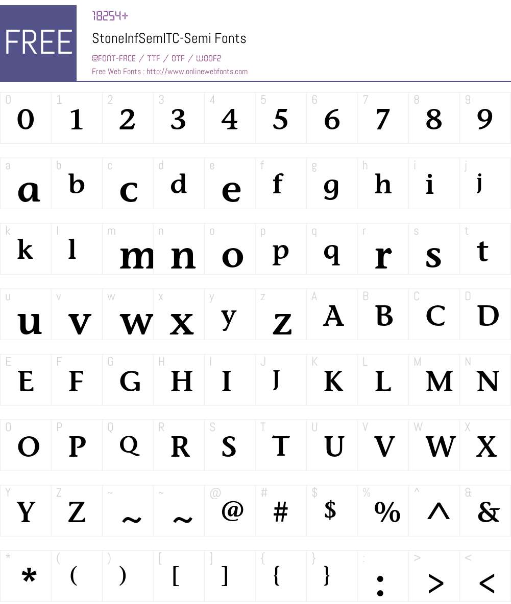 StoneInfSemITC Font Screenshots
