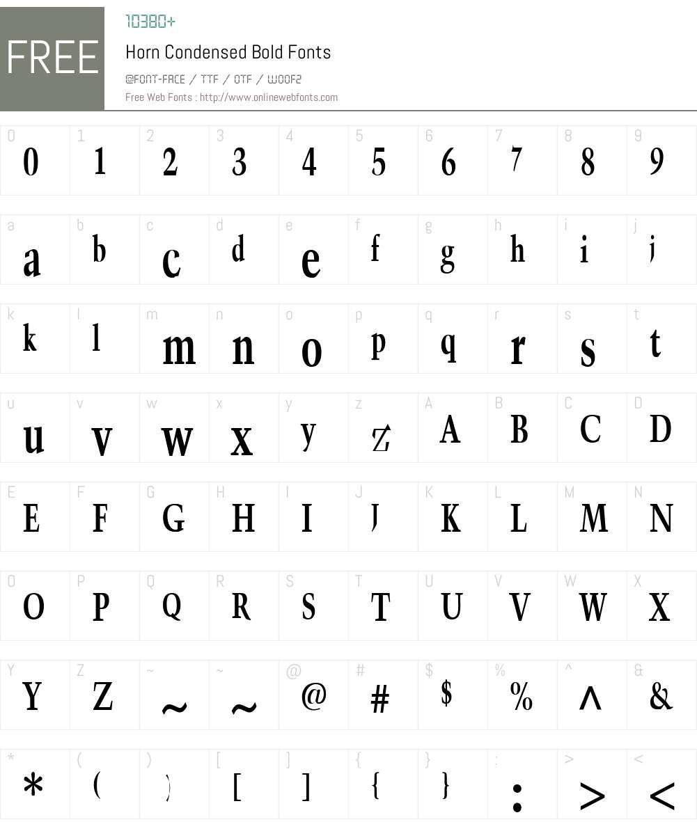 Horn Condensed Font Screenshots