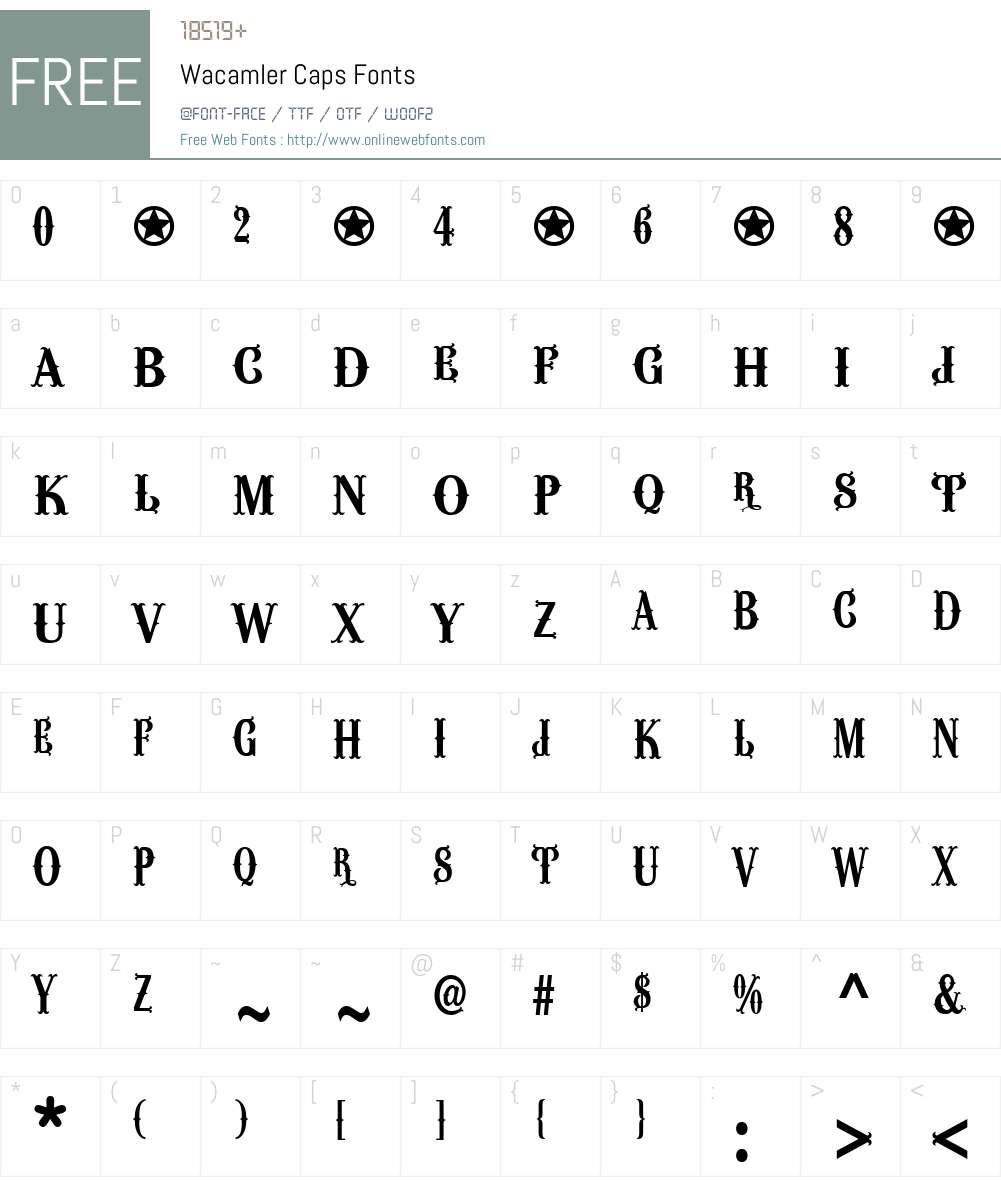 Wacamler Caps Font Screenshots