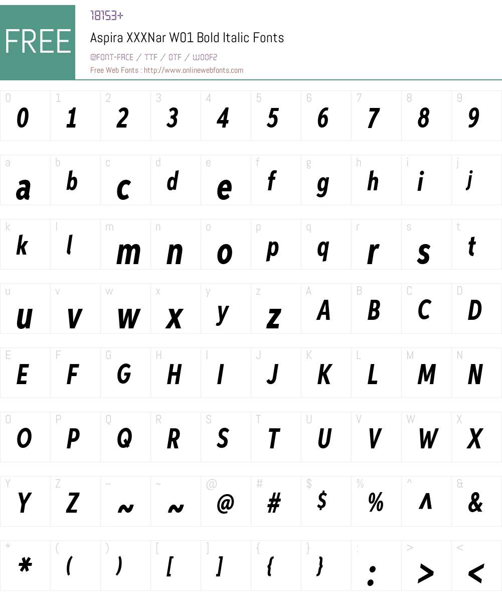 AspiraXXXNarW01-BoldItalic Font Screenshots