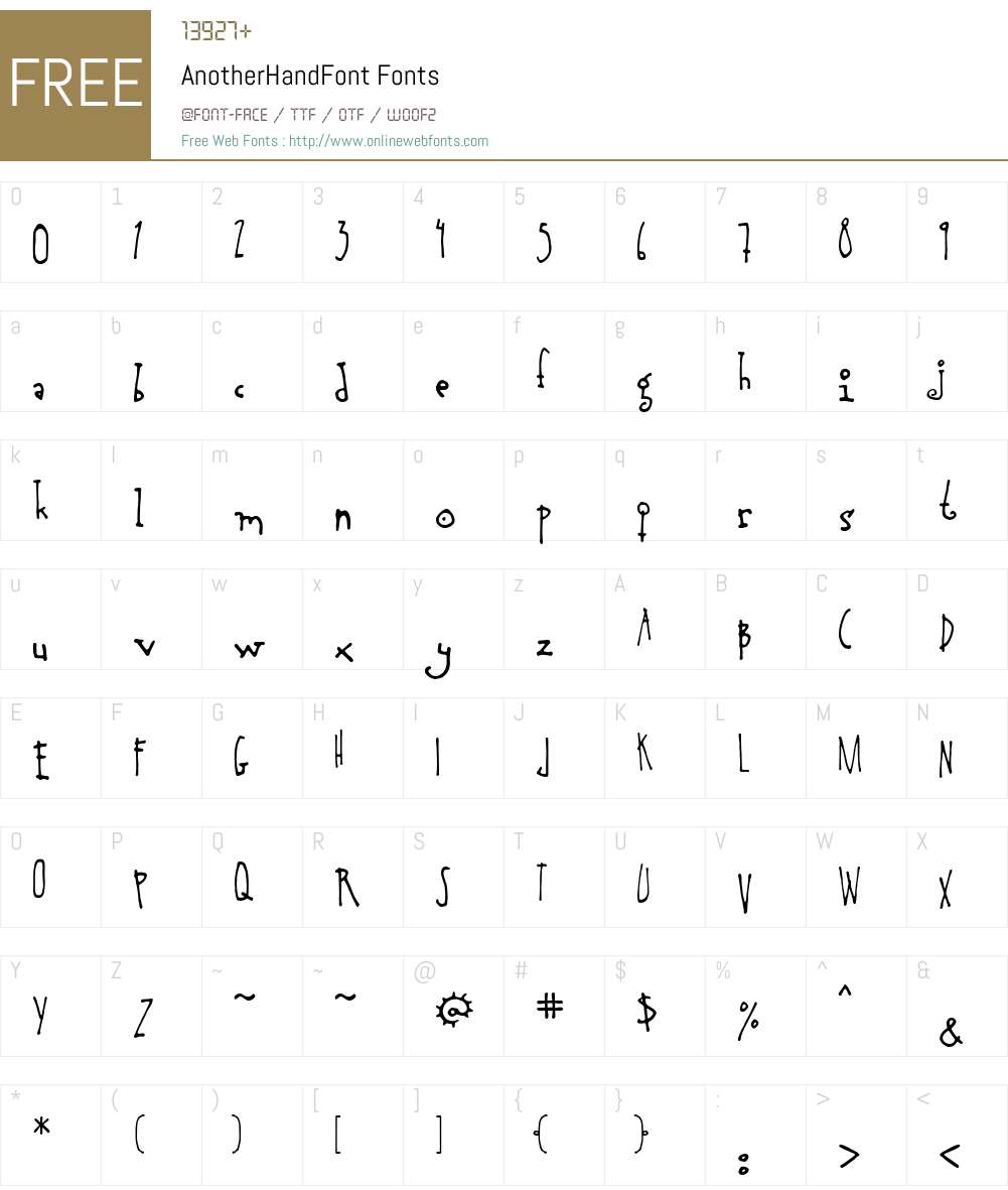 AnotherHandFont Font Screenshots