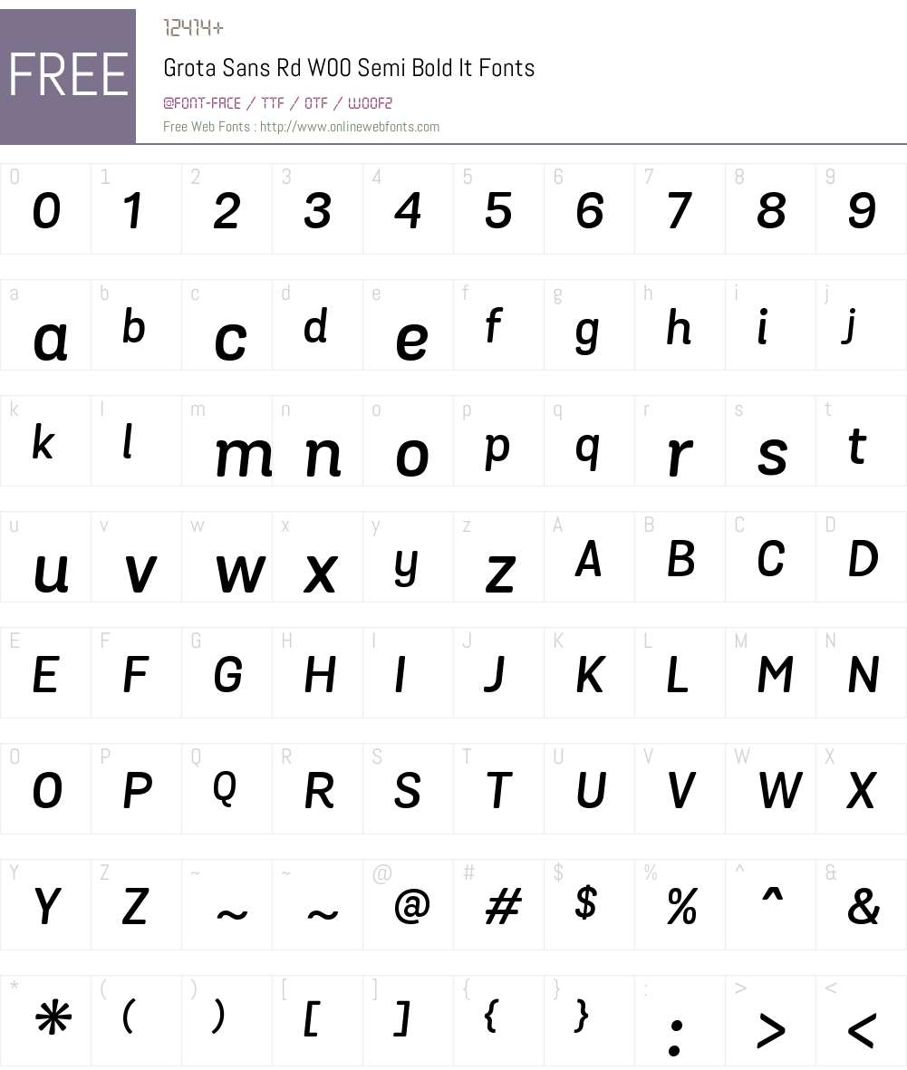 GrotaSansRdW00-SemiBoldIt Font Screenshots