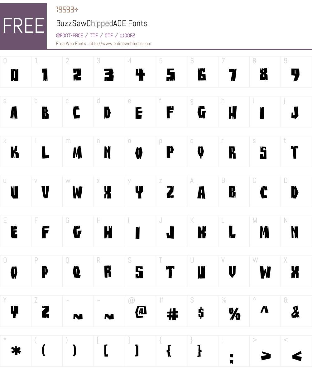 BuzzSawChippedAOE Font Screenshots