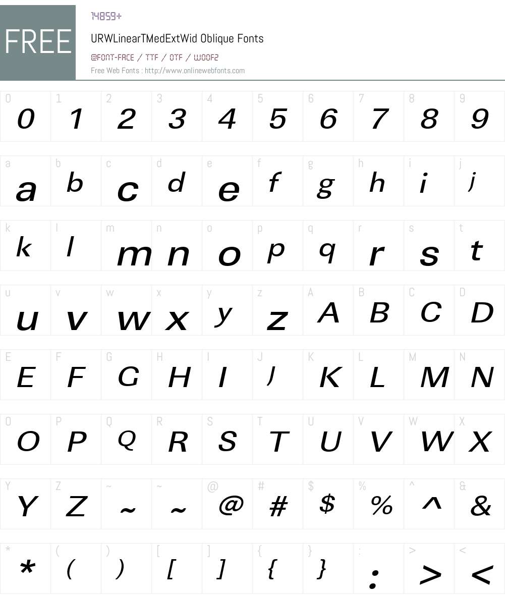 URWLinearTMedExtWid Font Screenshots