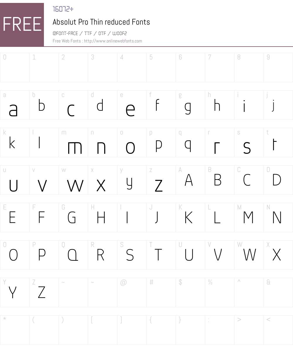 Absolut Pro reduced Font Screenshots