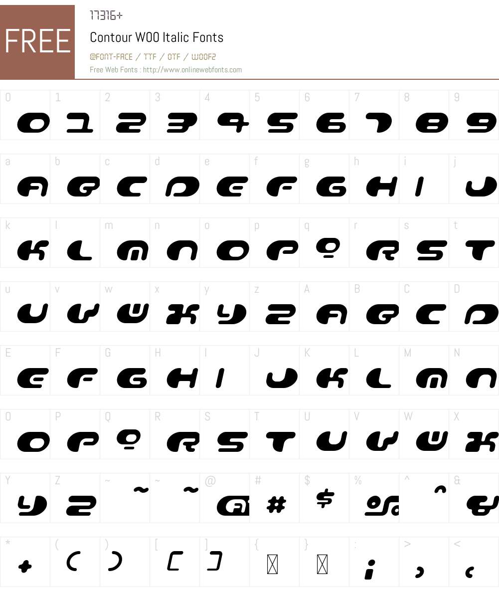 ContourW00-Italic Font Screenshots