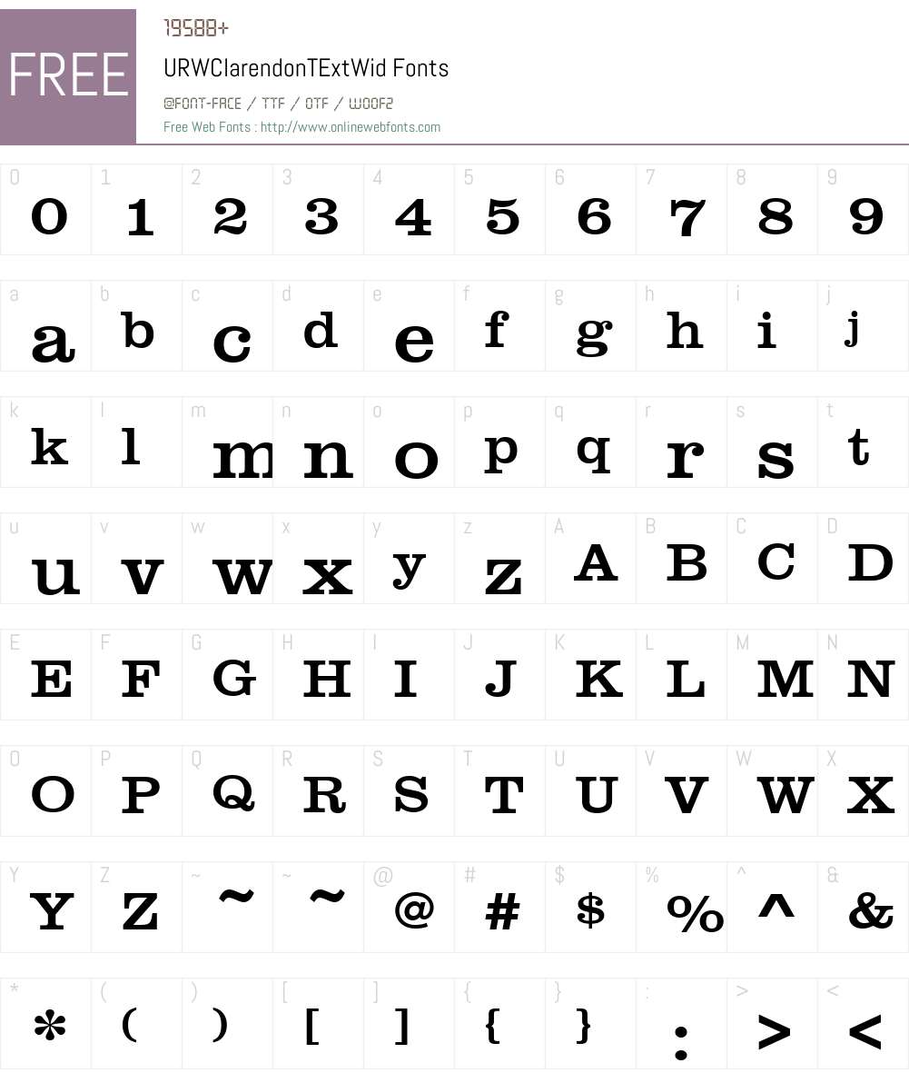 URWClarendonTExtWid Font Screenshots