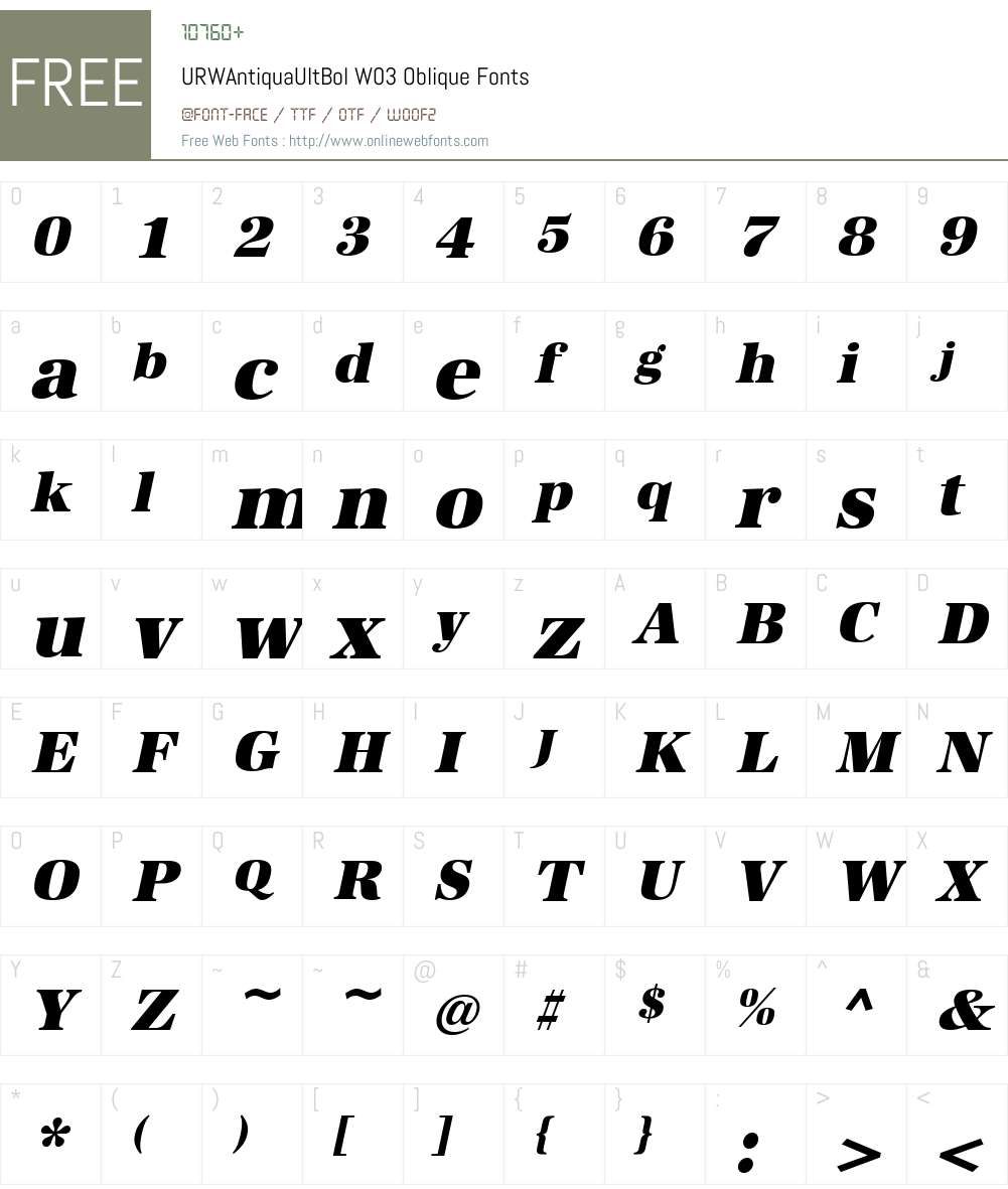 URW Antiqua Font Screenshots