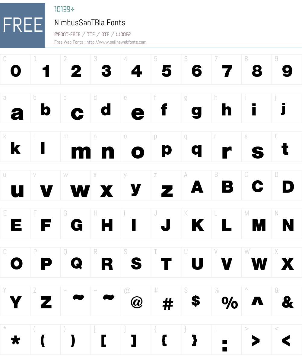 NimbusSanTBla Font Screenshots