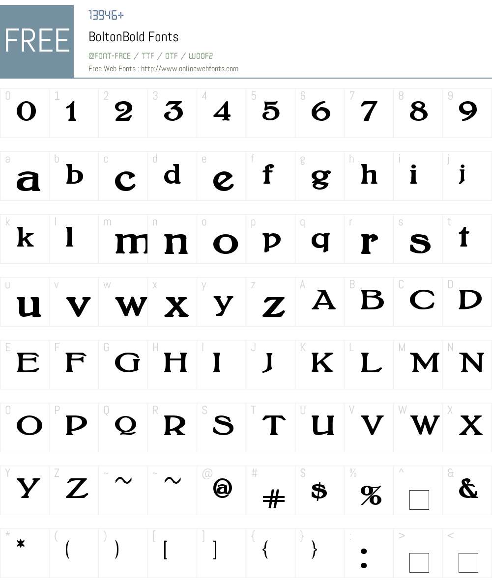 BoltonBold Font Screenshots