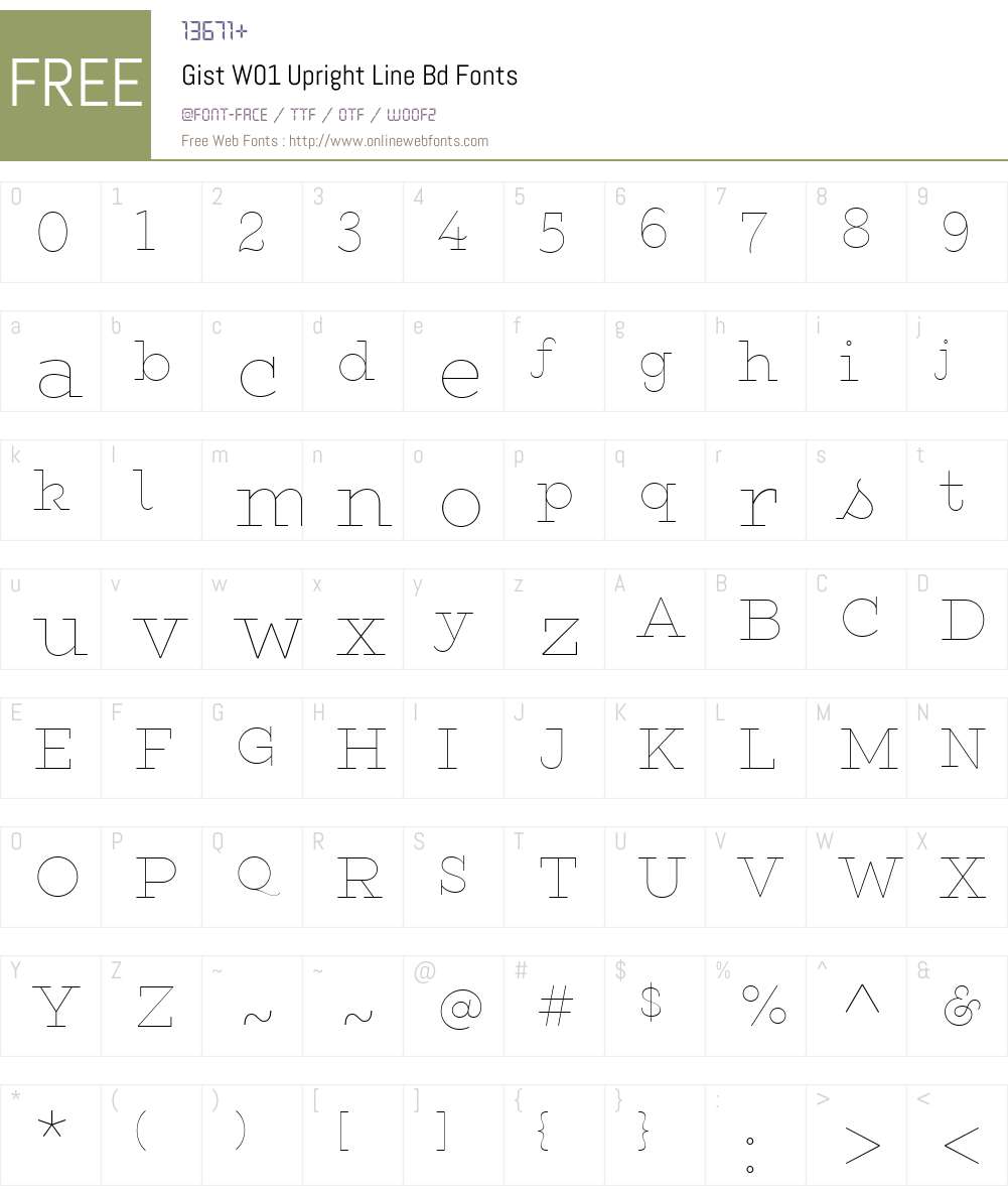 GistW01-UprightLineBd Font Screenshots