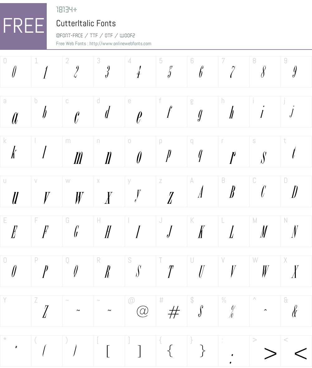 CutterItalic Font Screenshots