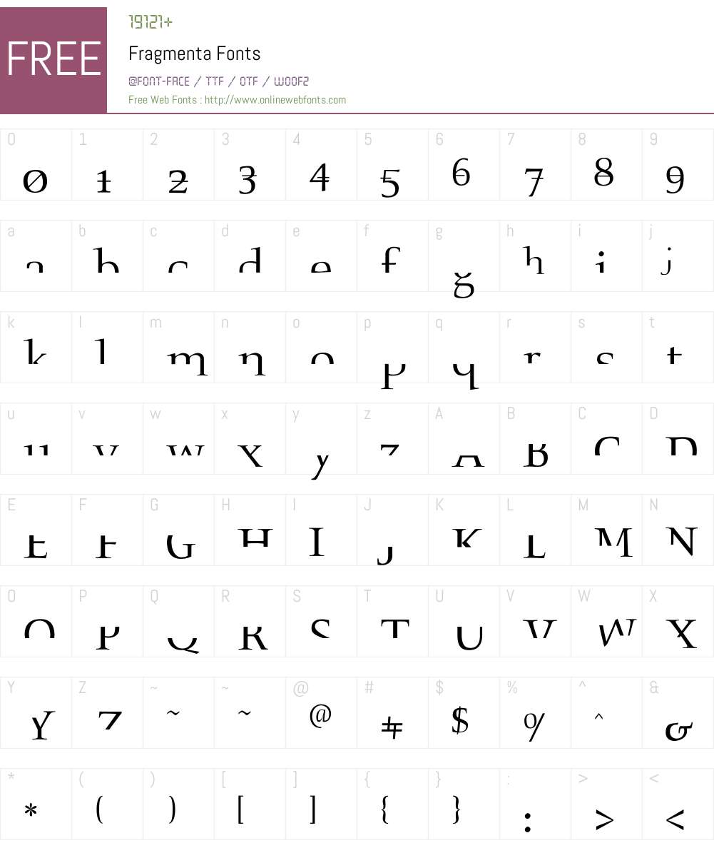 Fragmenta Font Screenshots