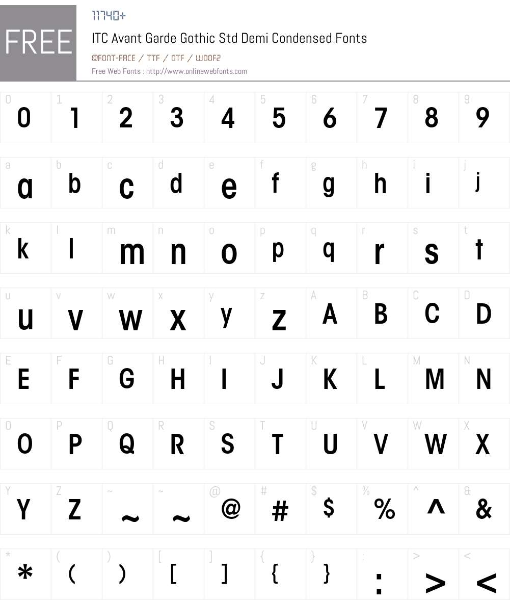 ITC Avant Garde Gothic Std Font Screenshots