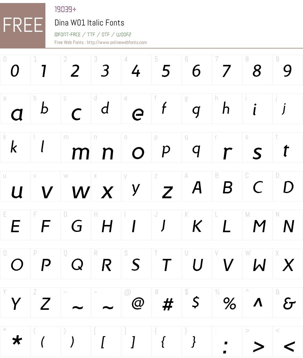 DinaW01-Italic Font Screenshots