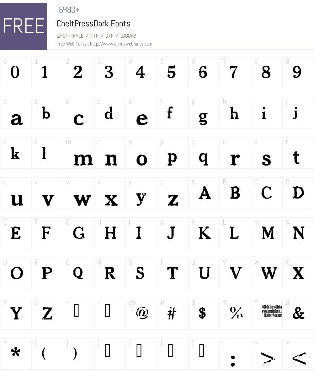 CheltPressDark Font Screenshots
