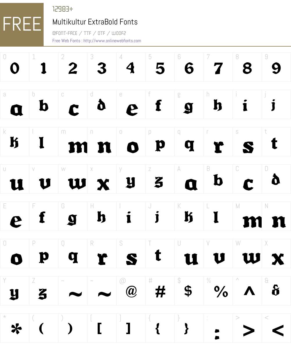 Multikultur Font Screenshots