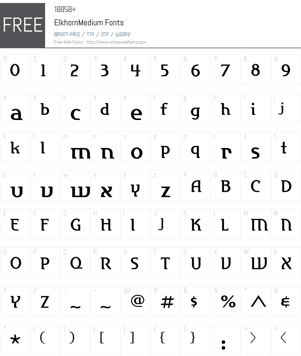 ElkhornW00-Medium Font Screenshots