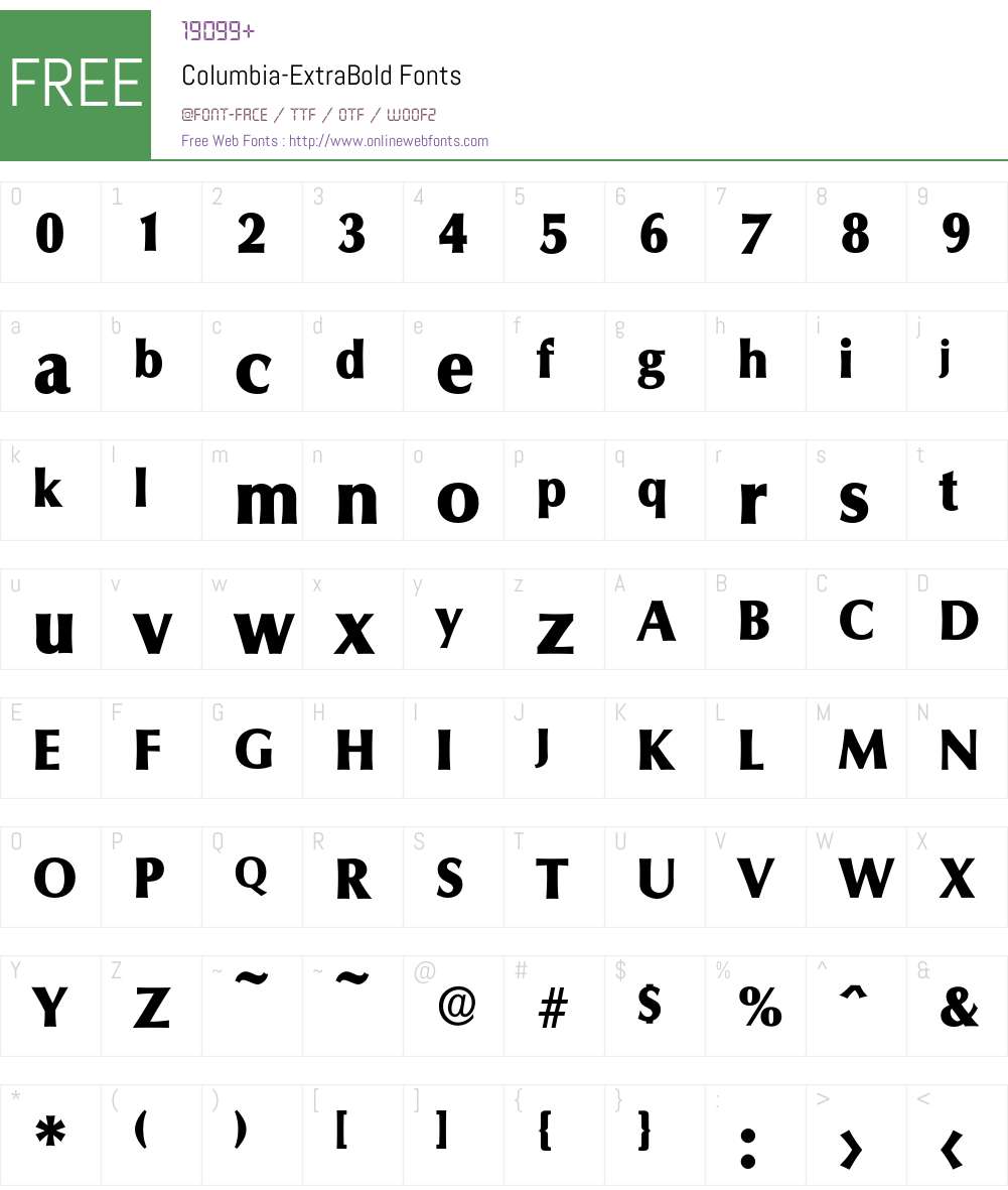 Columbia-ExtraBold Font Screenshots