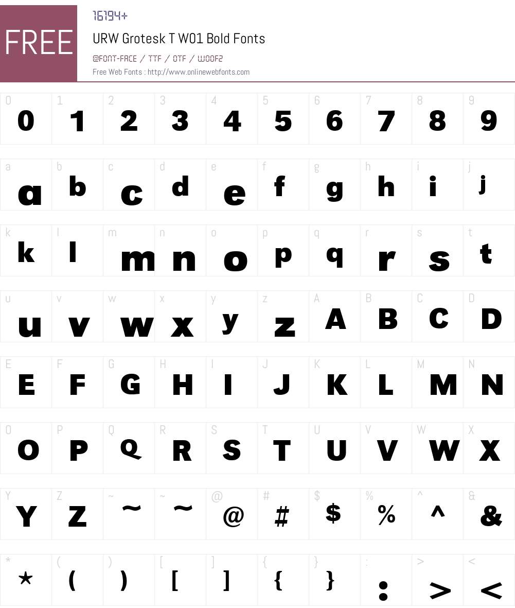 URWGroteskTW01-Bold Font Screenshots