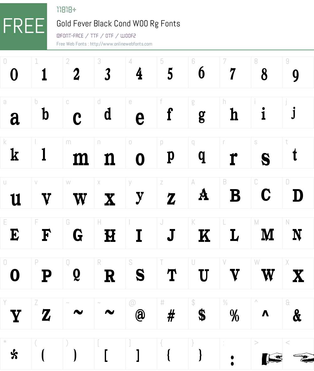 GoldFeverBlackCondW00-Rg Font Screenshots