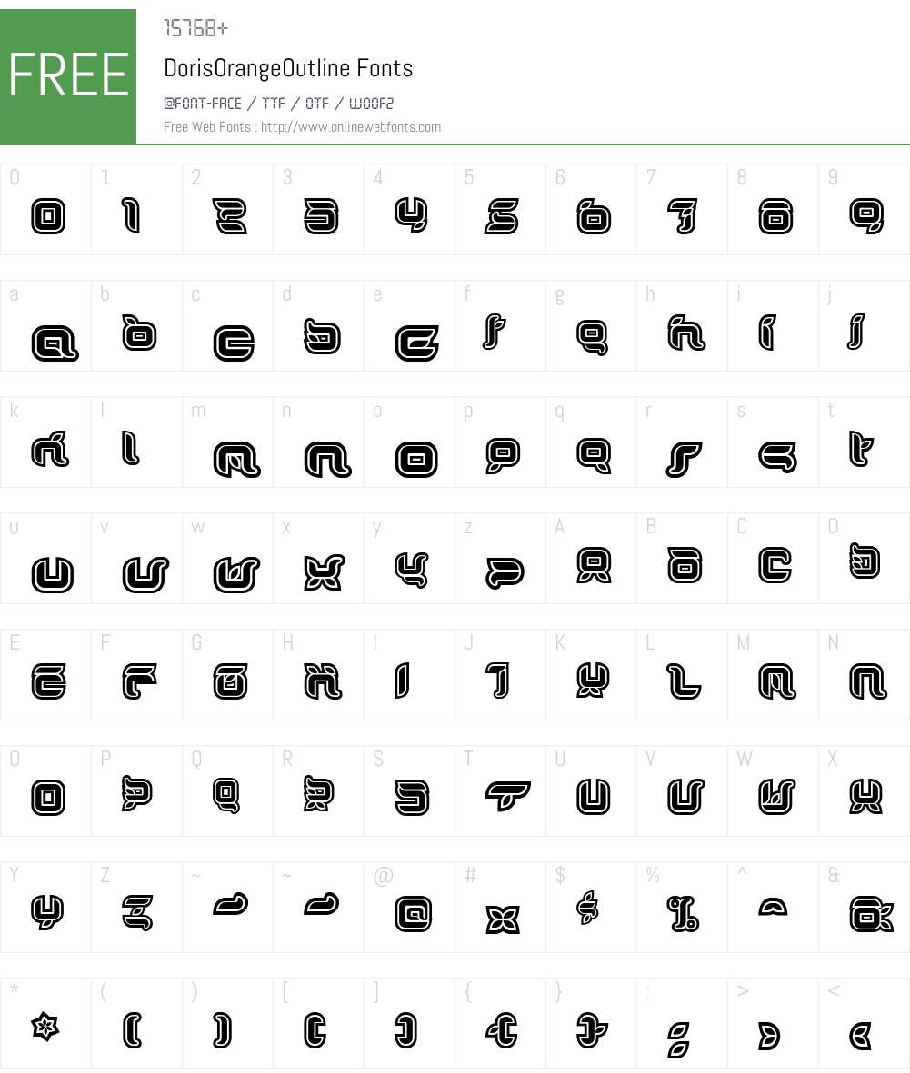 DorisOrangeOutline Font Screenshots
