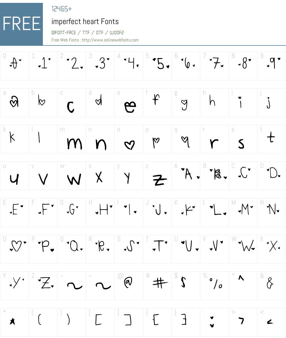 imperfect heart Font Screenshots