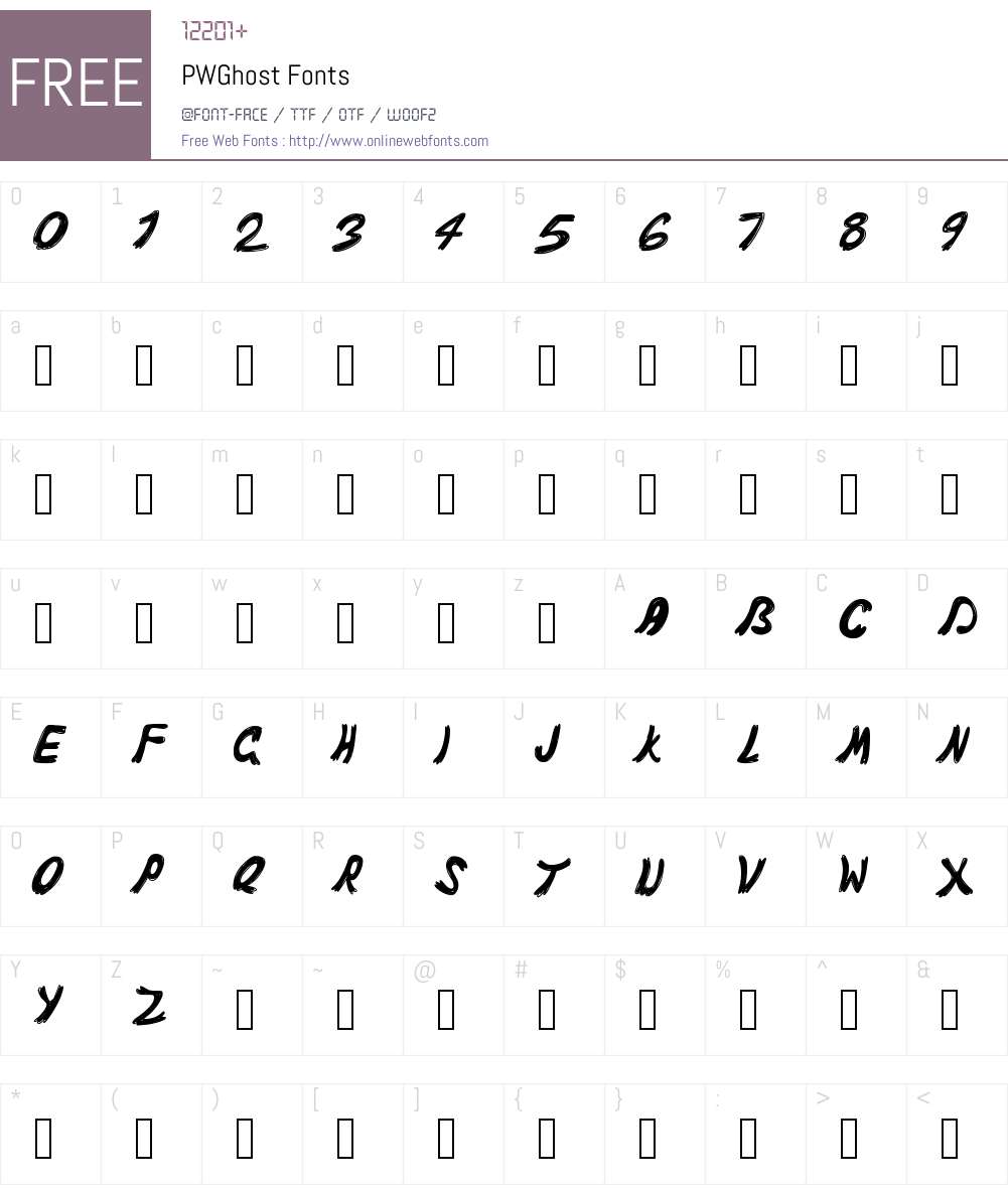PWGhost Font Screenshots