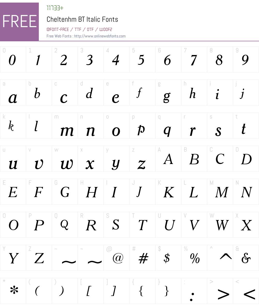 Cheltenhm BT Font Screenshots