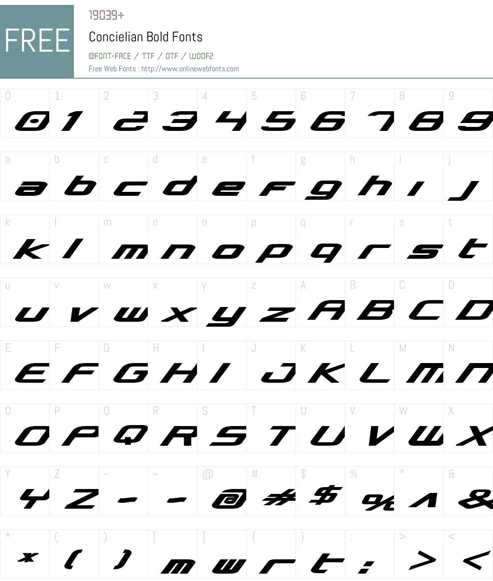 Concielian Bold Font Screenshots