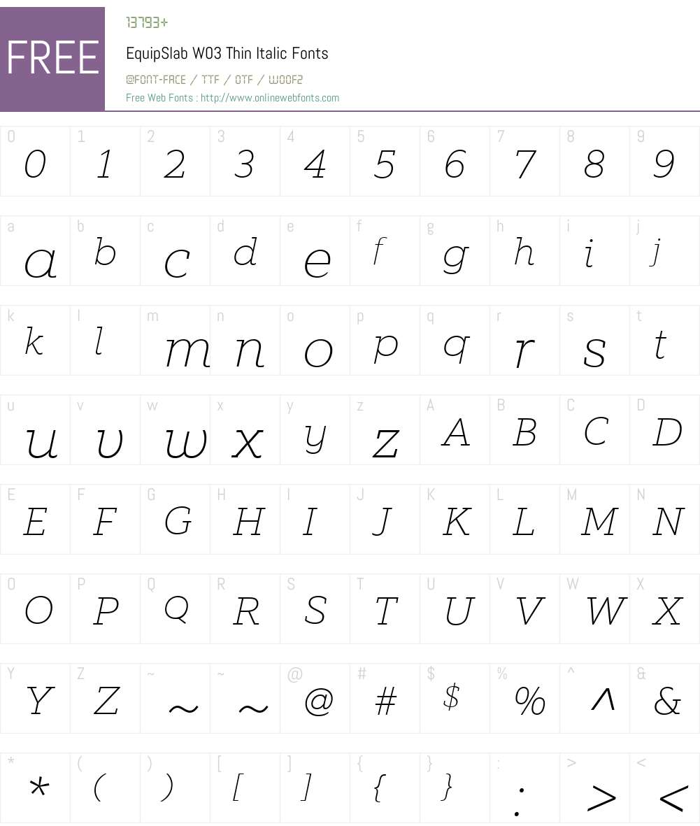 Equip Slab Font Screenshots