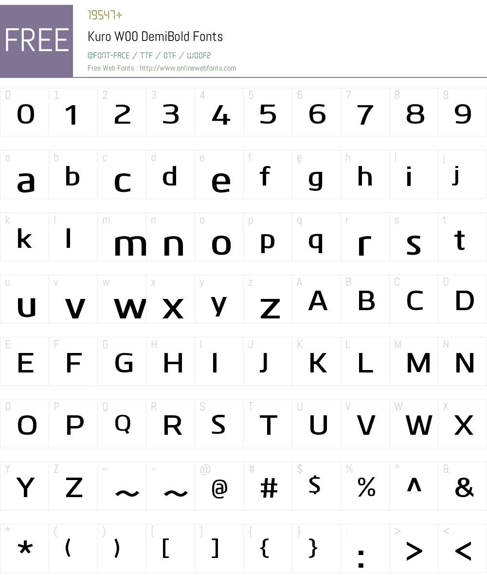KuroW00-DemiBold Font Screenshots