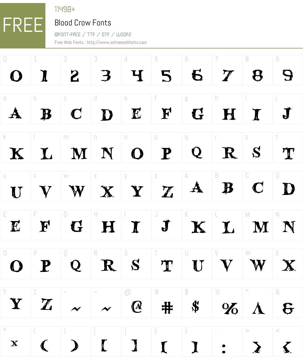Blood Crow Font Screenshots