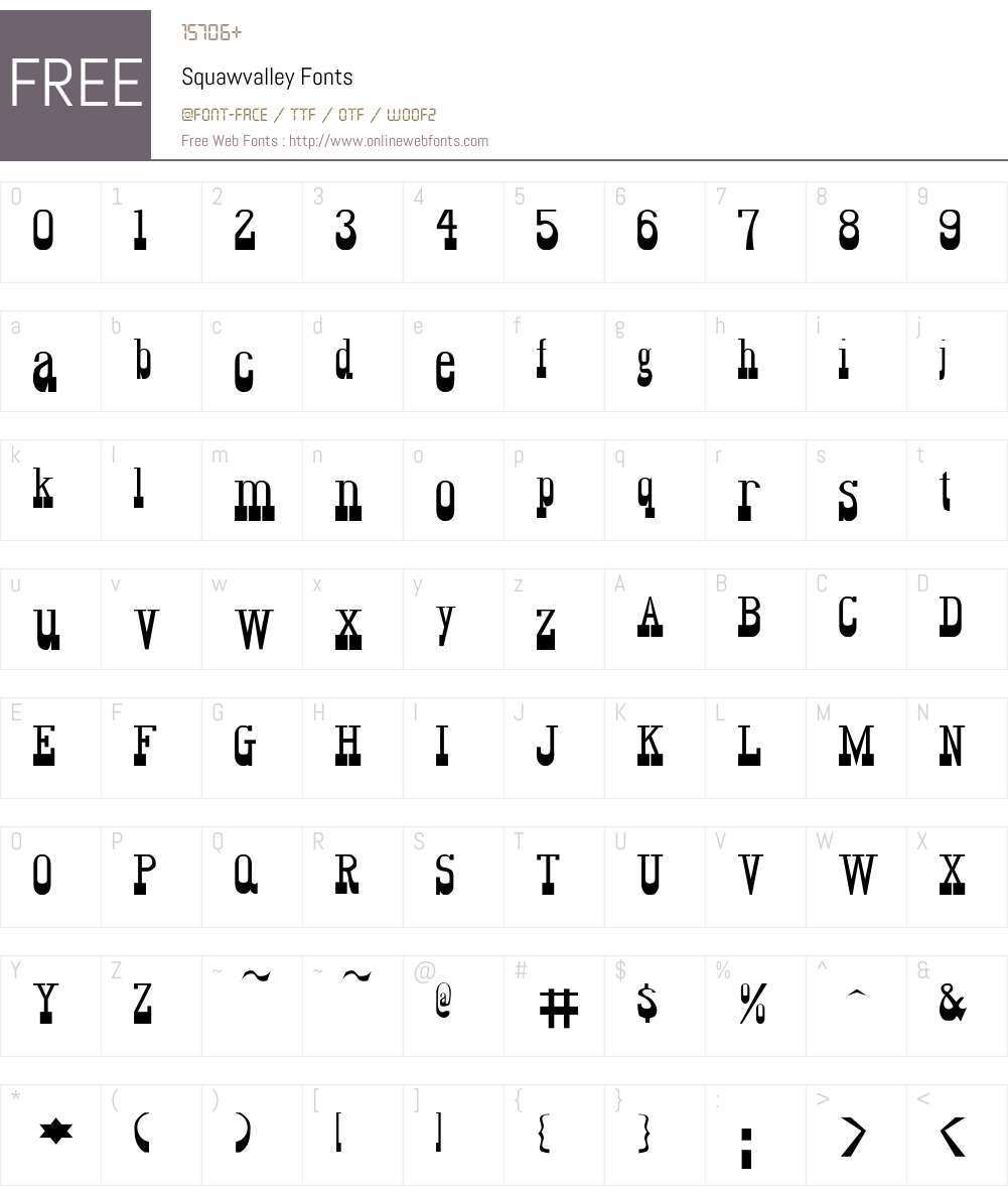 Squawvalley Font Screenshots